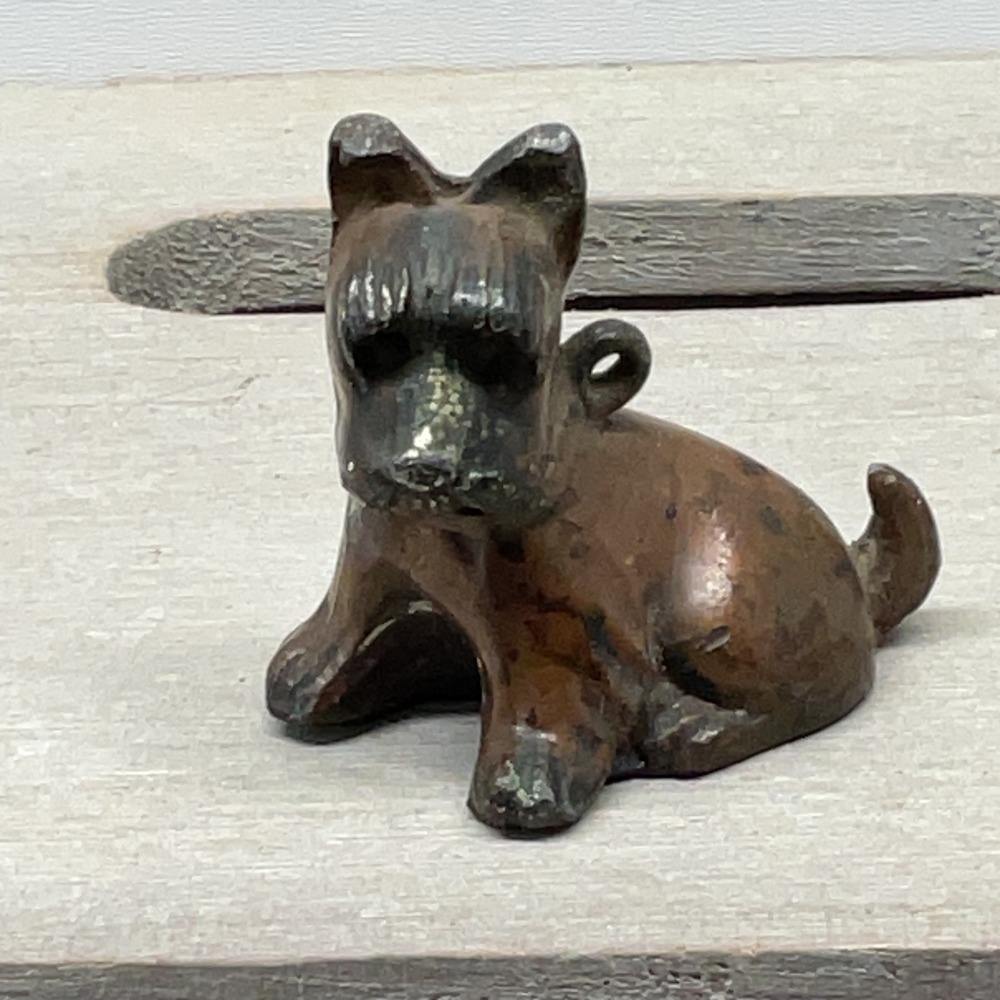 Vintage Japan Bronze Scottie Dog Miniature Figurine Charm Scottish Terrier